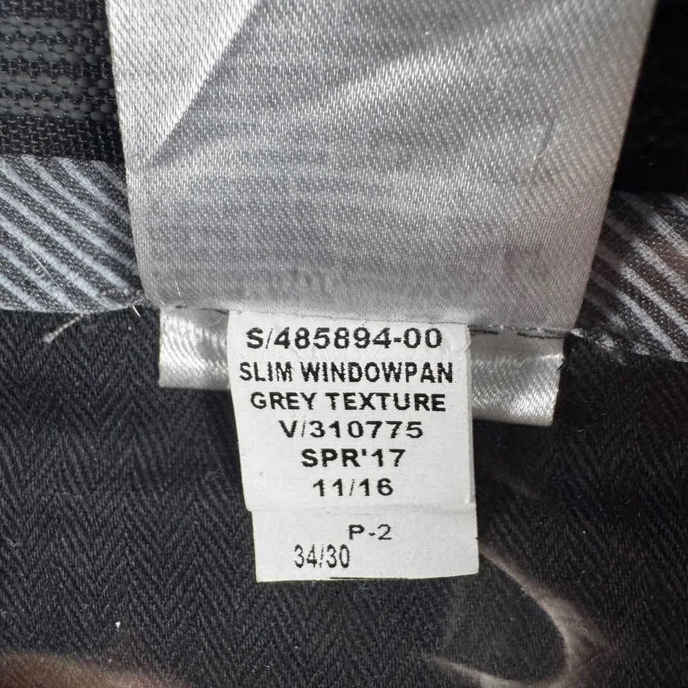 Banana Republic Dress Pants Mens 34x30 Grey Excellent Slim Windowpane Wool Blend